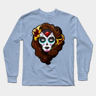 Day of the dead sugar skull pinup girl Long Sleeve T-Shirt